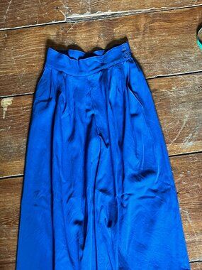 Lovely Blue Pure Wool Skirt, button closure, vintage, retro, S